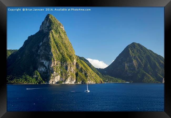 St Lucia Pitons Framed Print by Brian Jannsen
