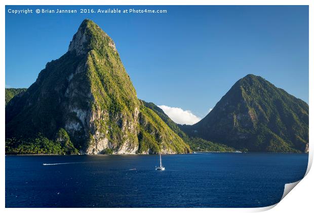St Lucia Pitons Print by Brian Jannsen