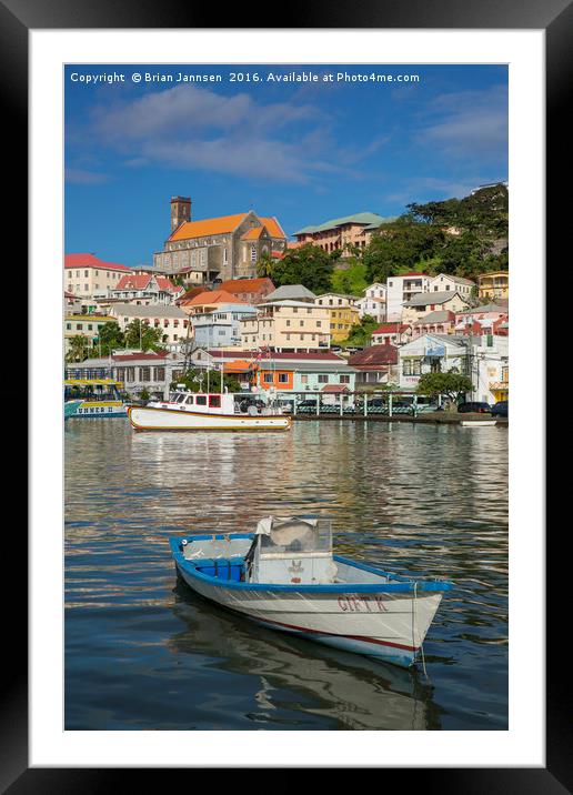 The Carenage - inner harbor in St Georges - Grenad Framed Mounted Print by Brian Jannsen
