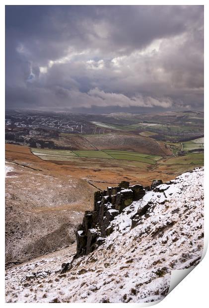 WInter on the hills above Glossop Print by Andrew Kearton