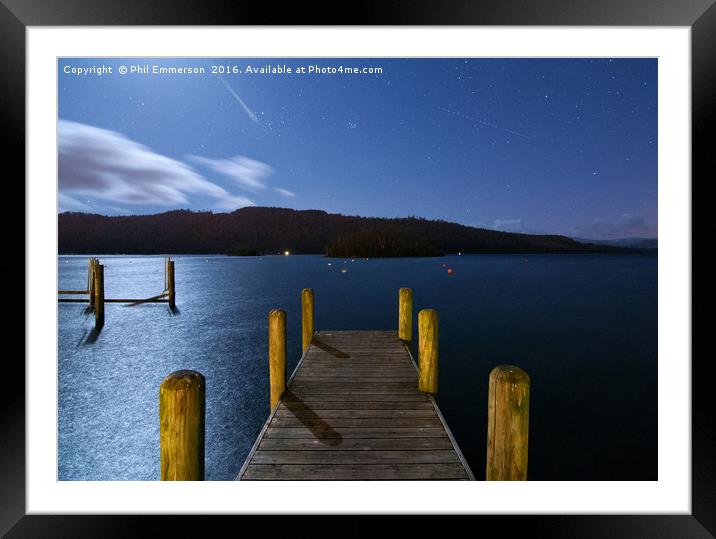 Moonlit Jetty Framed Mounted Print by Phil Emmerson
