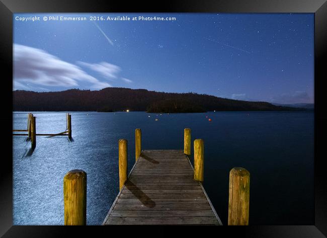 Moonlit Jetty Framed Print by Phil Emmerson