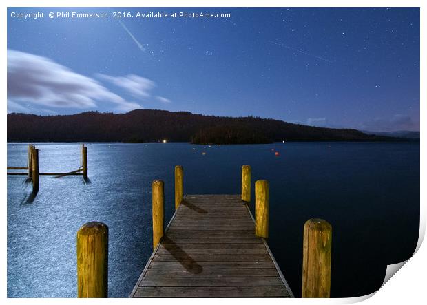 Moonlit Jetty Print by Phil Emmerson