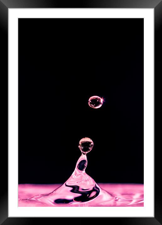 Pink Water Drop Framed Mounted Print by Mick Sadler ARPS