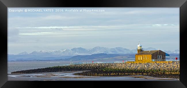 Majestic Lighthouse on Morecambes Stone Jetty Framed Print by MICHAEL YATES