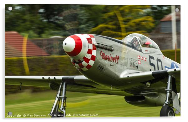 Mustang P51D "Marinell" full power take off Acrylic by Max Stevens