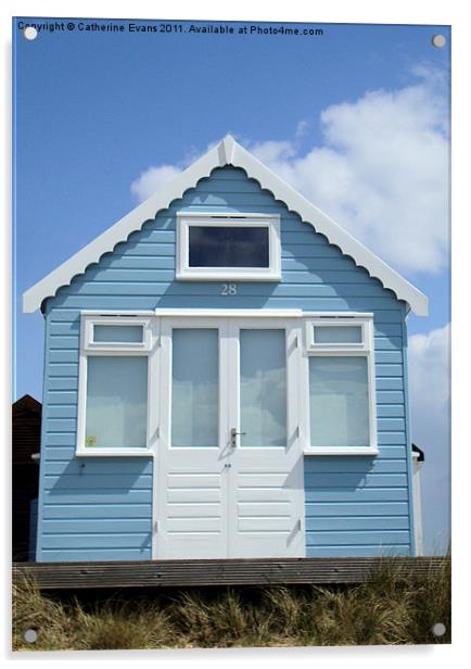 Sky blue beach hut Acrylic by Catherine Fowler
