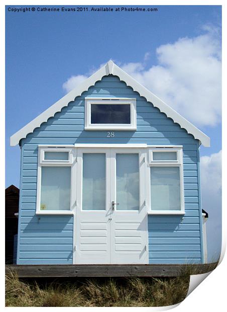 Sky blue beach hut Print by Catherine Fowler