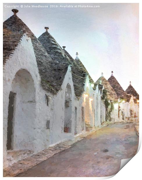 Trulli in Alberobello Print by Julie Woodhouse