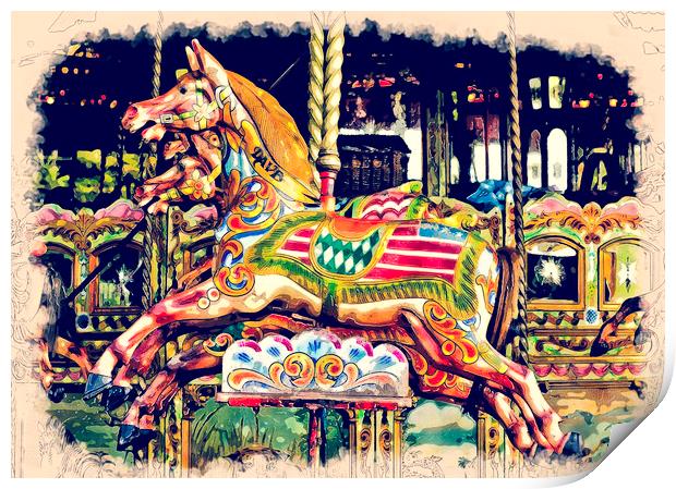 The Carousel Horse Print by Tanya Hall