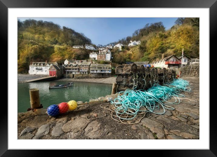 Clovelly harbour on the north Devon coast Framed Mounted Print by Eddie John