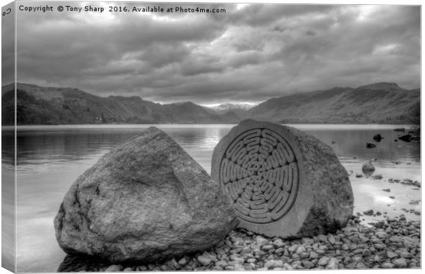 Millennium Stone, Derwent Water, Cumbria Canvas Print by Tony Sharp LRPS CPAGB