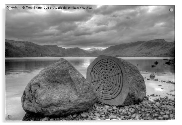 Millennium Stone, Derwent Water, Cumbria Acrylic by Tony Sharp LRPS CPAGB