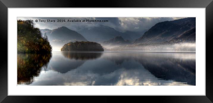 Derwent Water Mist and Sunlight Framed Mounted Print by Tony Sharp LRPS CPAGB