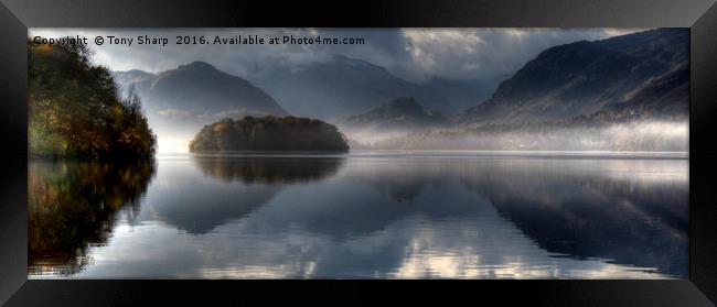 Derwent Water Mist and Sunlight Framed Print by Tony Sharp LRPS CPAGB