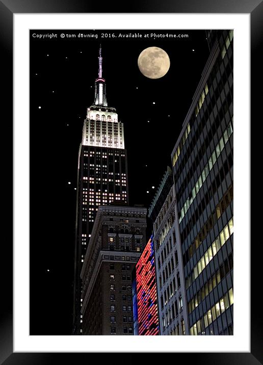 Empire State dark nights Framed Mounted Print by tom downing