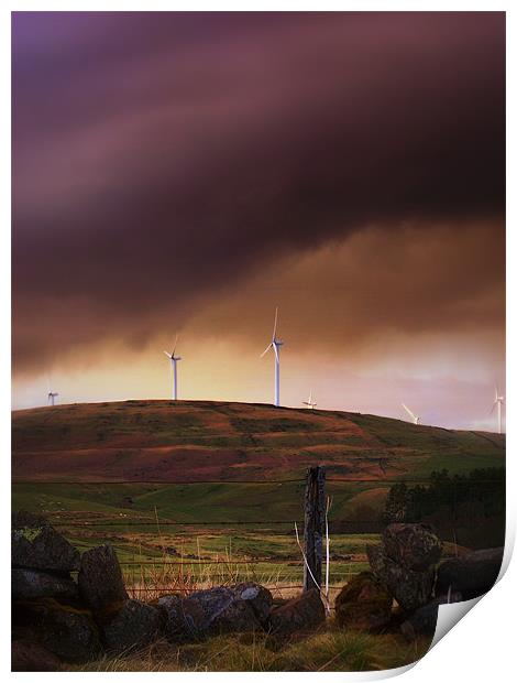 Storm Clouds Over Wind Farm. Print by Aj’s Images