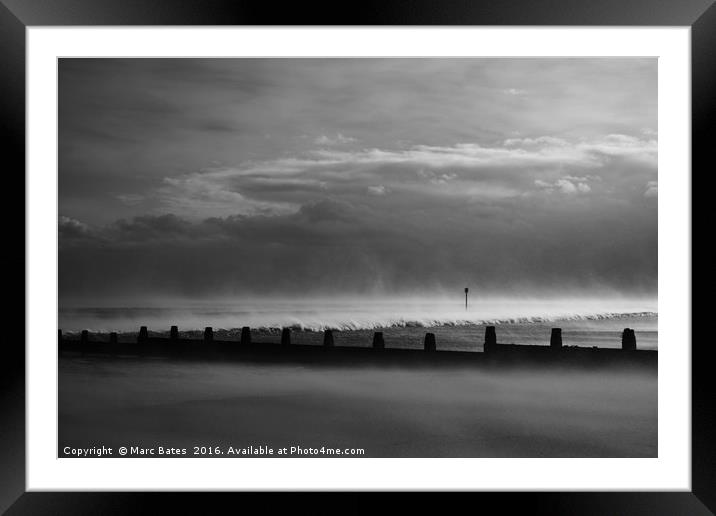 Storm Henry on the North east coast Framed Mounted Print by Marc Bates
