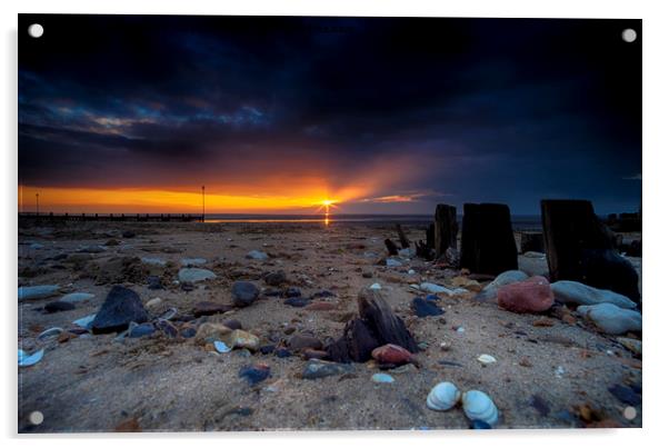 Heacham North Beach Sunset Acrylic by Alan Simpson
