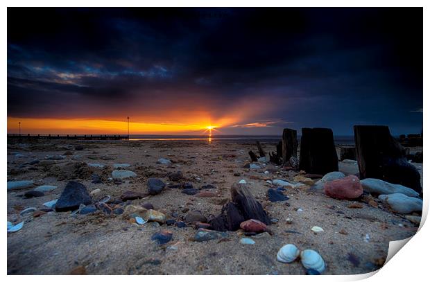 Heacham North Beach Sunset Print by Alan Simpson