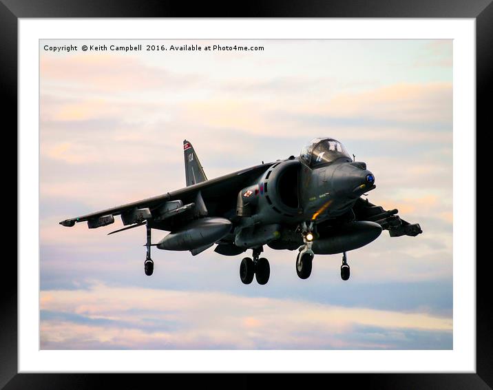 RAF Harrier landing Framed Mounted Print by Keith Campbell