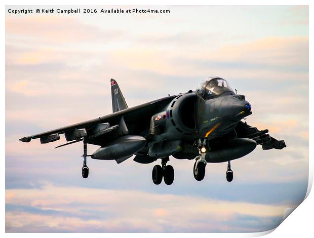 RAF Harrier landing Print by Keith Campbell