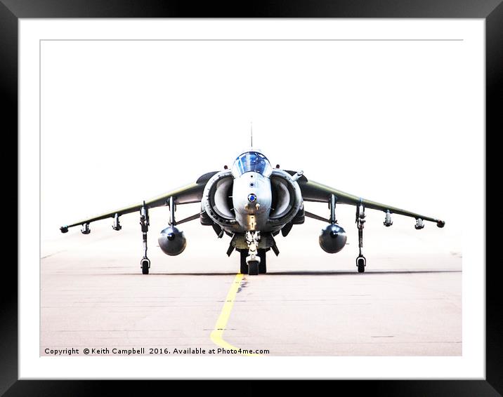 RAF Harrier head-on Framed Mounted Print by Keith Campbell