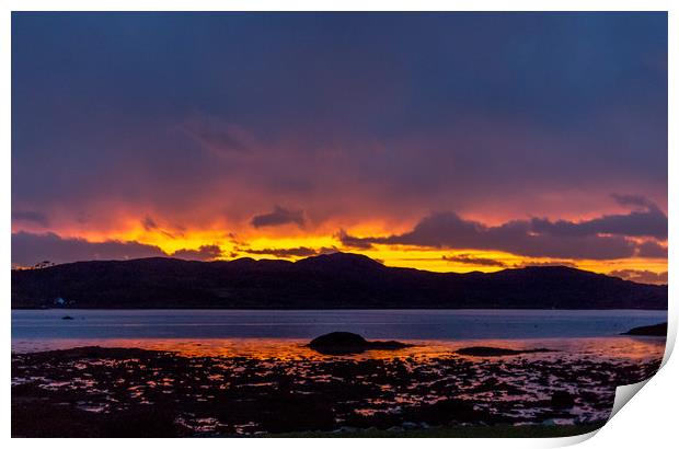Sunset over the Sound of Arisaig Print by Pauline MacFarlane