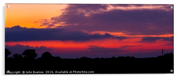 Norfolk sunset over the fields of Hingham Acrylic by John Boekee