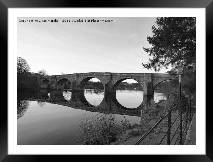 Chollerford Bridge.  Framed Mounted Print by Lilian Marshall