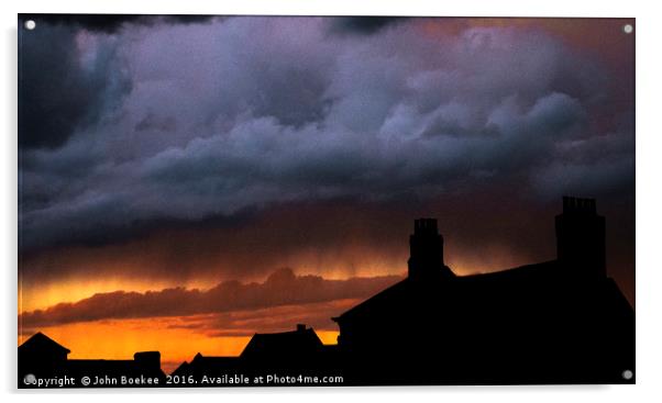Storm over Norwich with sunset Acrylic by John Boekee