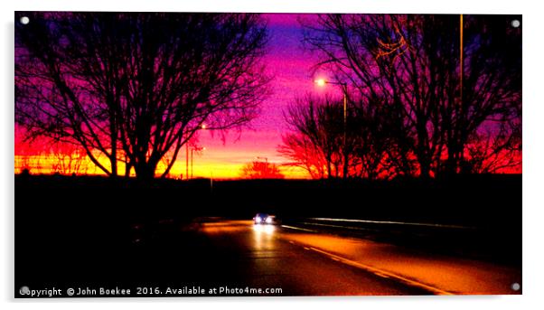 Sunrise on the way to work one morning Acrylic by John Boekee