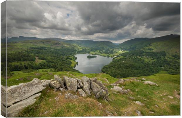 Grasmere seen from Loughrigg fell  Canvas Print by Eddie John