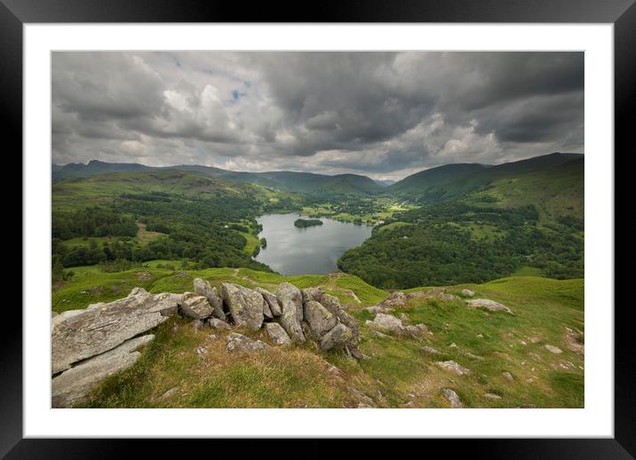 Grasmere seen from Loughrigg fell  Framed Mounted Print by Eddie John