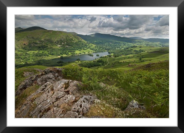 Rydal water from Loughrigg fell Framed Mounted Print by Eddie John