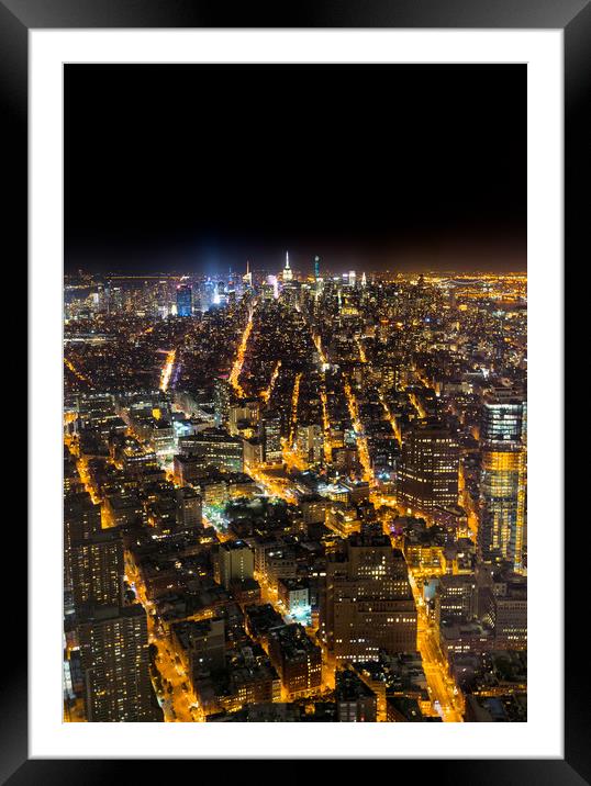 Midtown view from Freedom Tower New York Framed Mounted Print by Greg Marshall