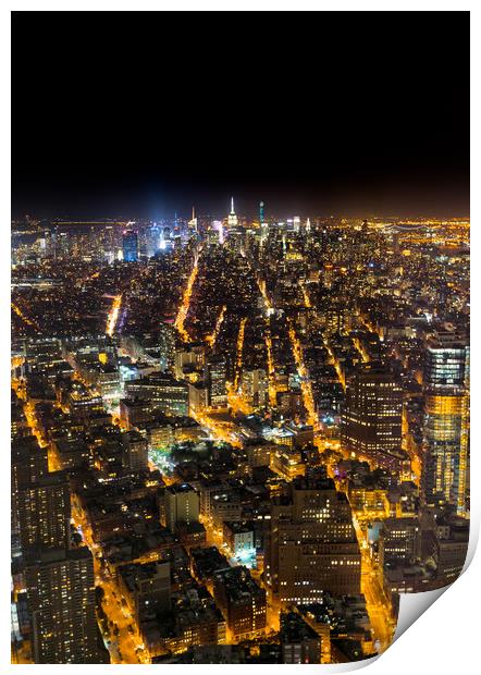 Midtown view from Freedom Tower New York Print by Greg Marshall