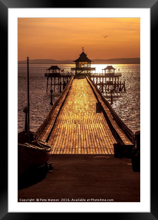 Clevedon Pier at Sunset Framed Mounted Print by Pete Watson
