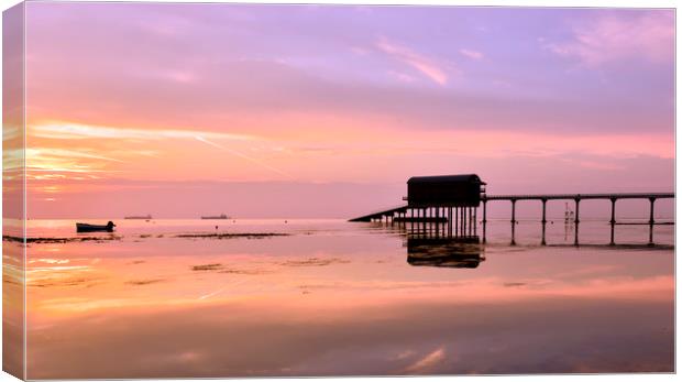 Sunrise at Bembridge life boat pier Canvas Print by Shaun Jacobs