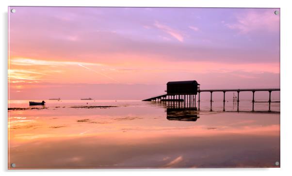 Sunrise at Bembridge life boat pier Acrylic by Shaun Jacobs