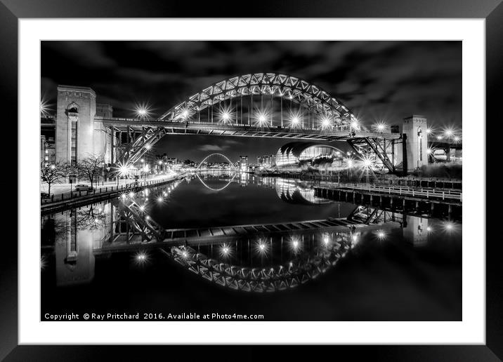 Tyne Bridge Reflected Framed Mounted Print by Ray Pritchard