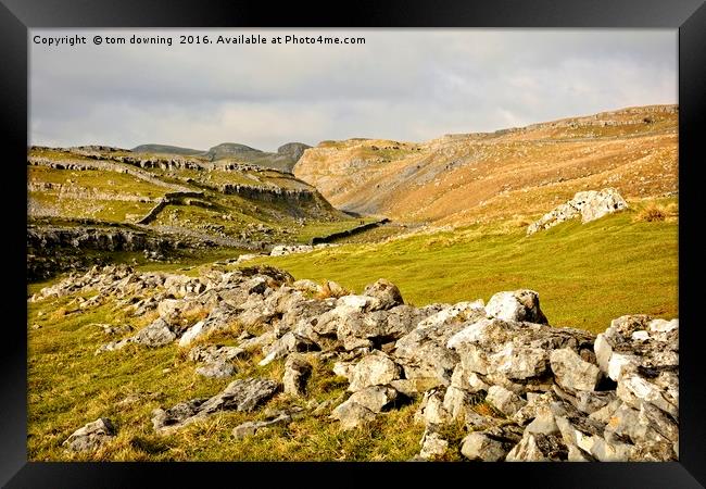 Malham Cove  view Framed Print by tom downing