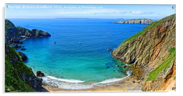 View from Sark towards Further Channel Islands Acrylic by Gisela Scheffbuch