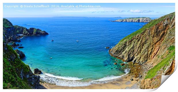 View from Sark towards Further Channel Islands Print by Gisela Scheffbuch