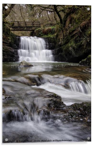 Brecon Beacons Waterfall Acrylic by Simon Rees