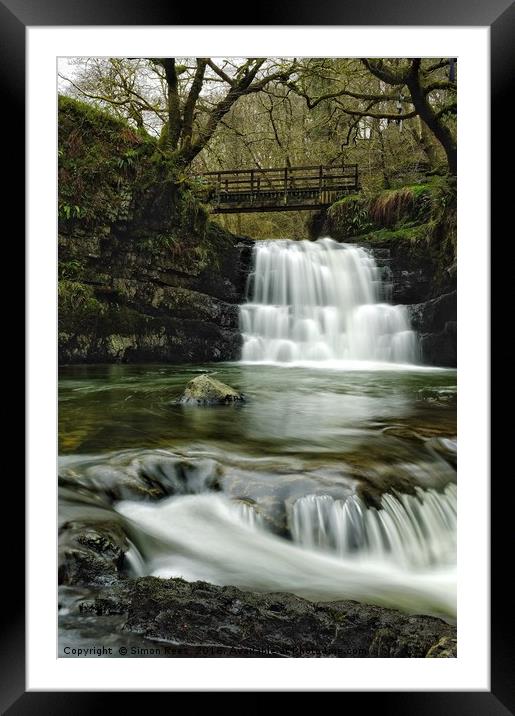 Sychryd Falls  Framed Mounted Print by Simon Rees