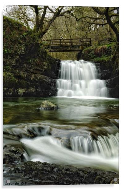 Sychryd Falls  Acrylic by Simon Rees