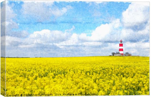Happisburgh Lighthouse Watercolour Canvas Print by Digitalshot Photography