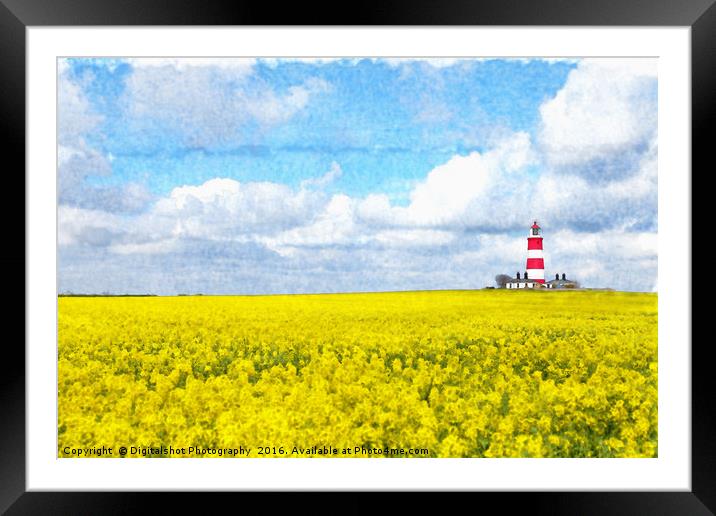 Happisburgh Lighthouse Watercolour Framed Mounted Print by Digitalshot Photography