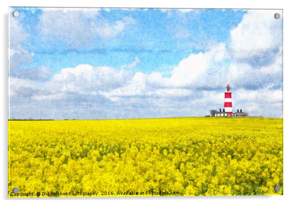 Happisburgh Lighthouse Watercolour Acrylic by Digitalshot Photography